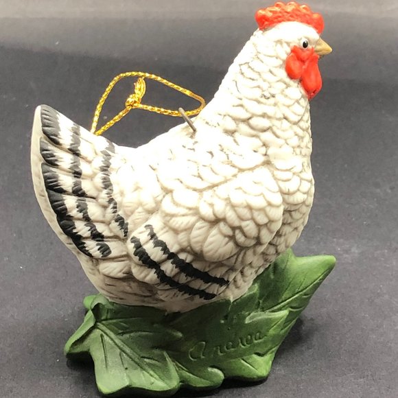 Andrea by Sadek FRENCH HEN ORNAMENT w/ 1991 Box Porcelain Bisque Hand-Painted - Picture 5 of 15